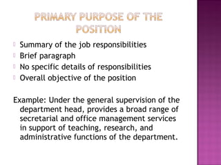Job Paragraph How to write an effective job description | PPT