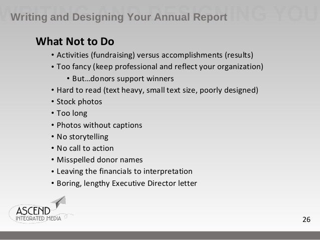 Writing reports for donors
