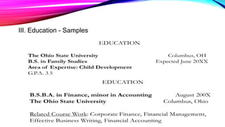 III. Education - Samples
 