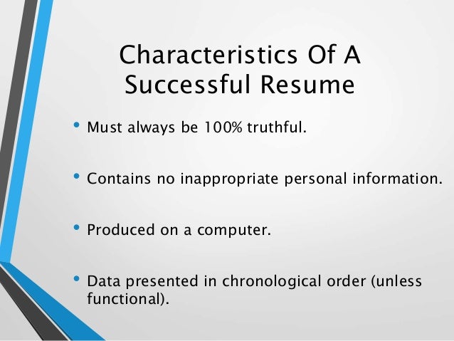 personal characteristics for resumes