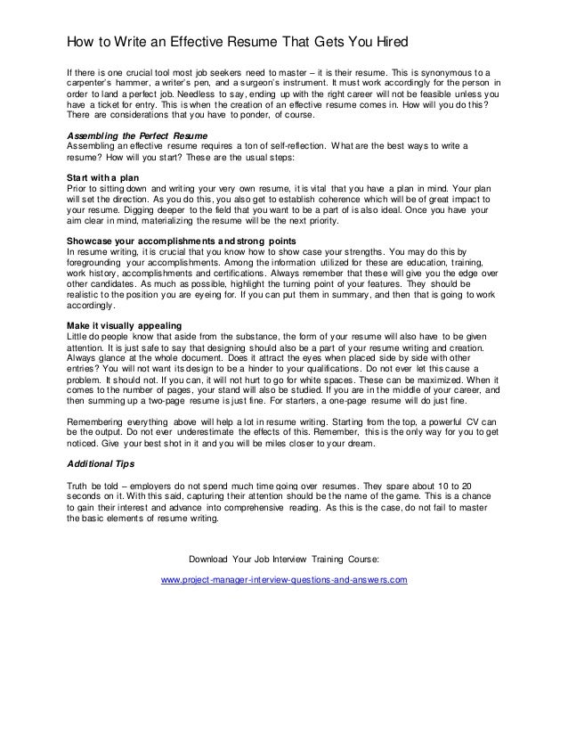 how to write an effective resume that gets you hired resume that gets you hired