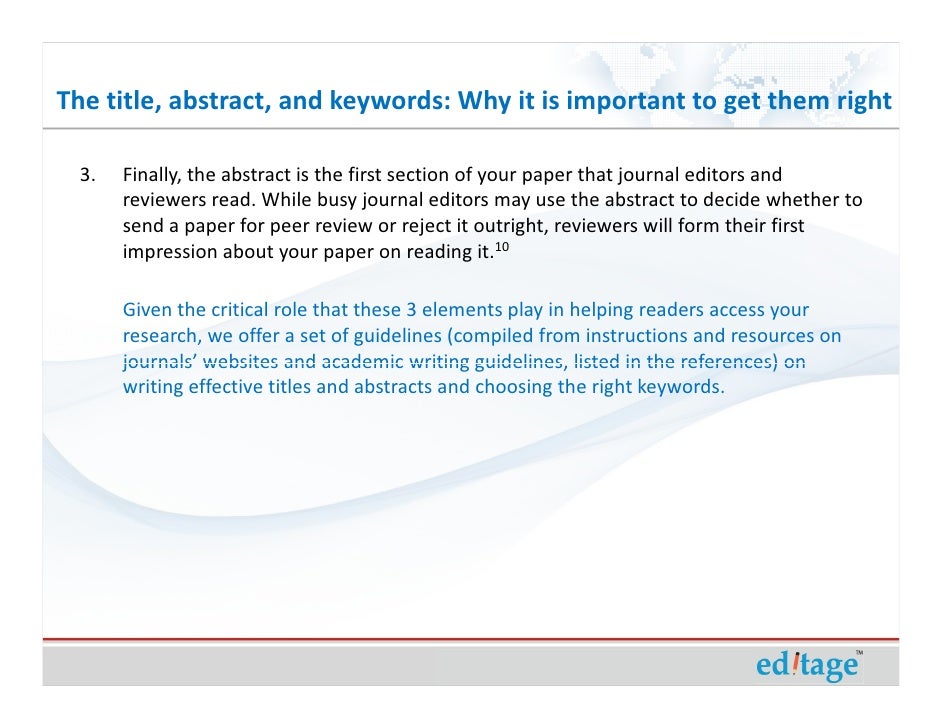 How To Write An Effective Title And Abstract And Choose Appropriate K