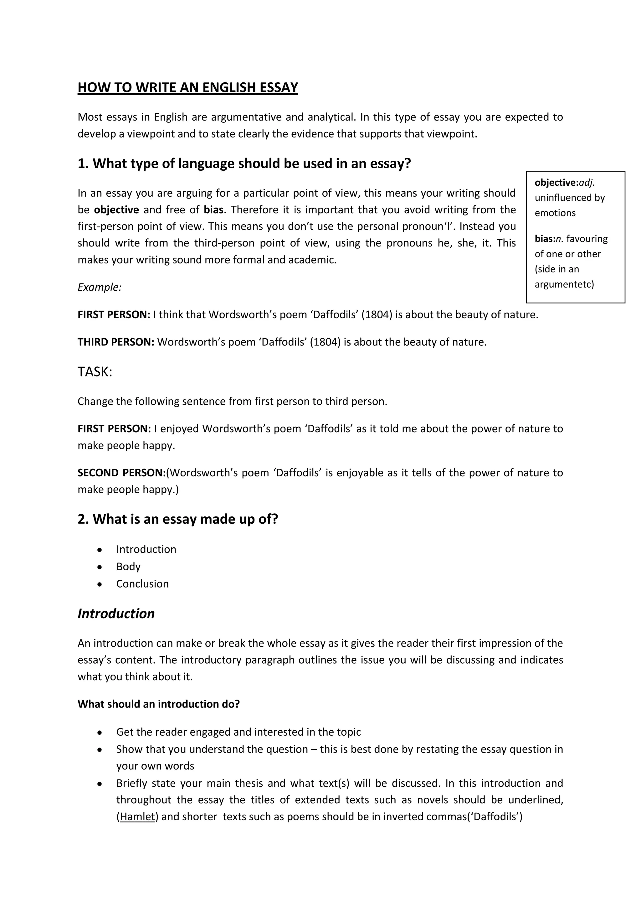 How to write an english essay booklet | DOCX