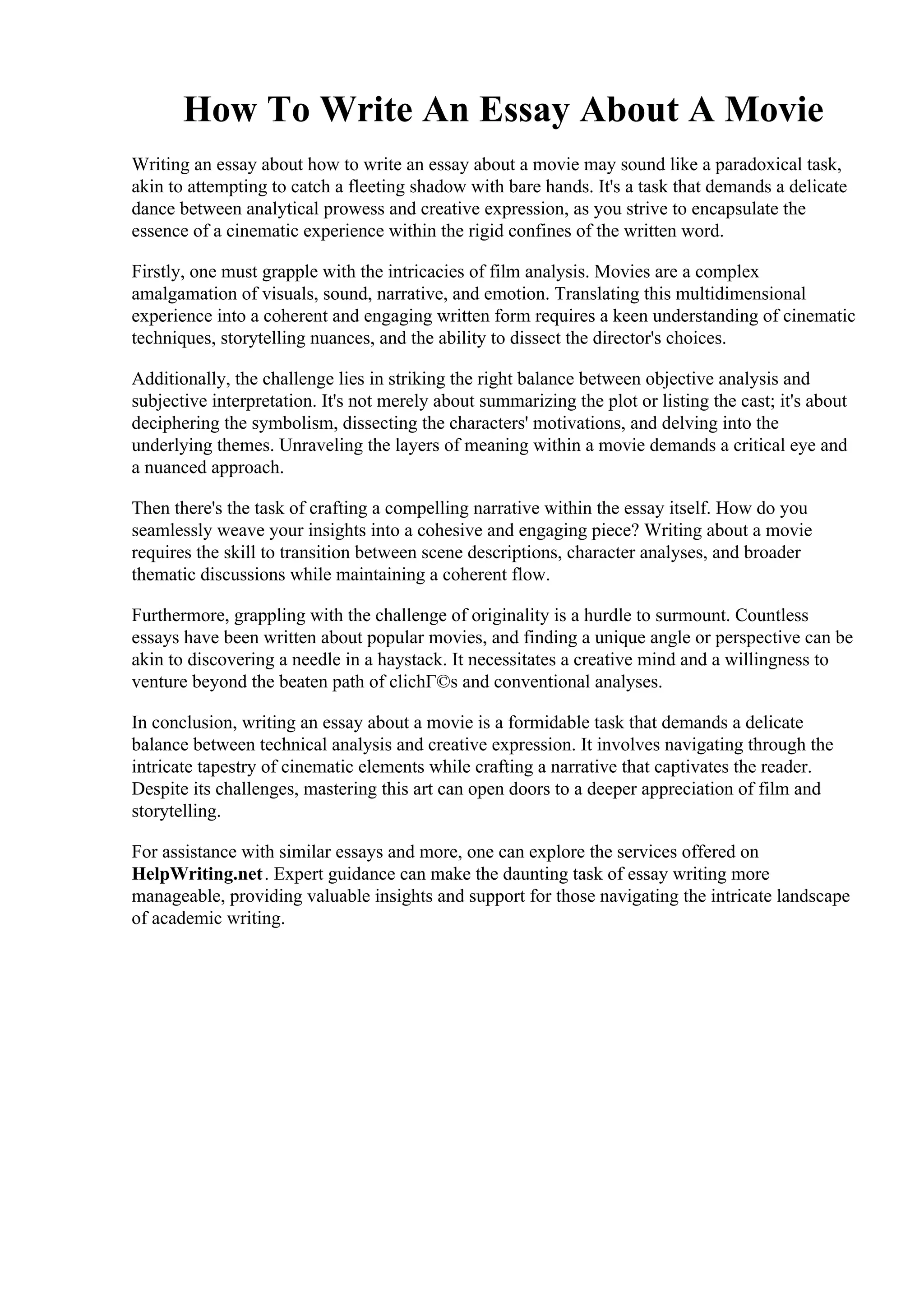 How To Write An Essay About A Movie. Movie Review Template For Students