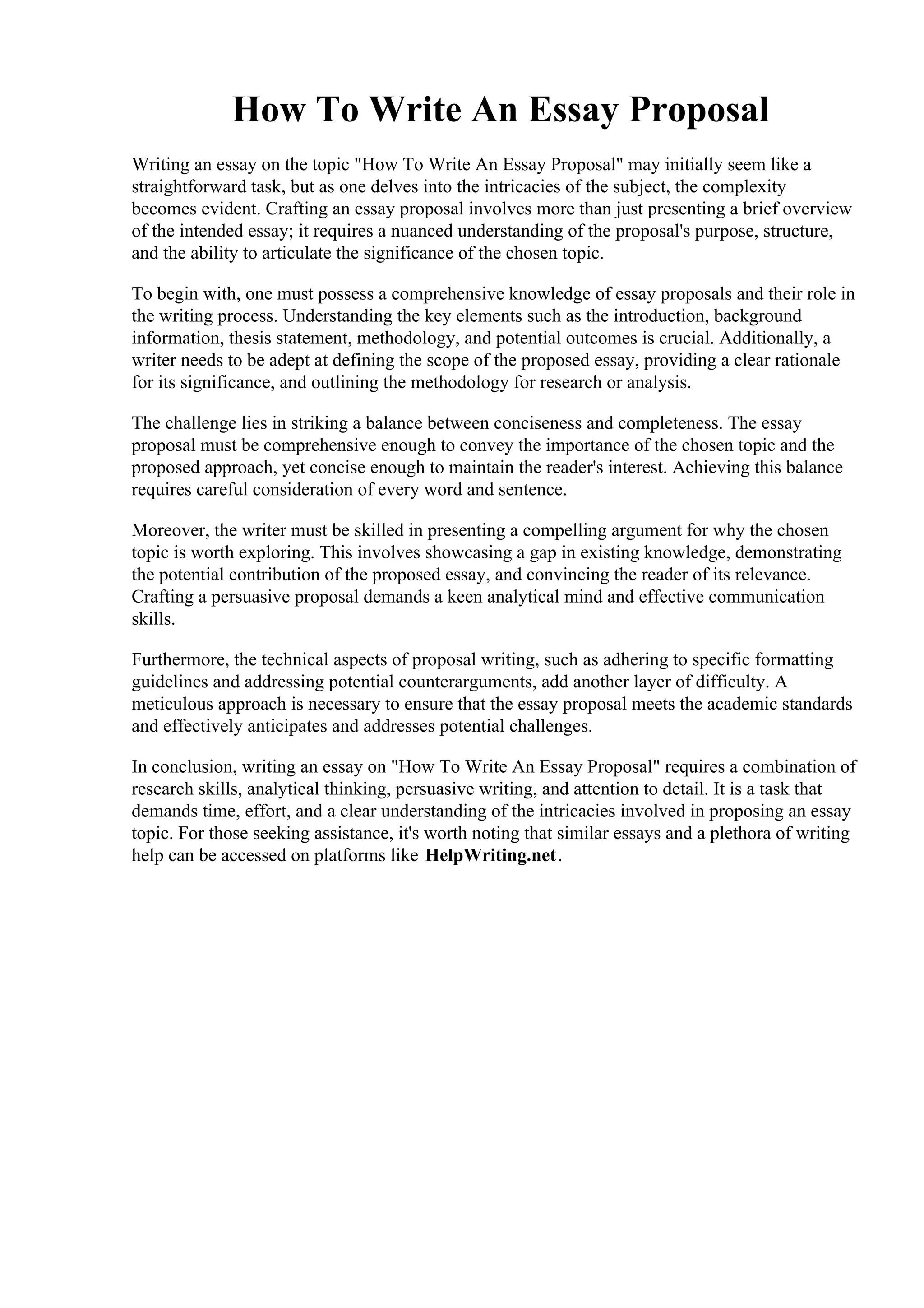 How To Write An Essay Proposal. Proposal Examples - 91 Samples in PDF ...