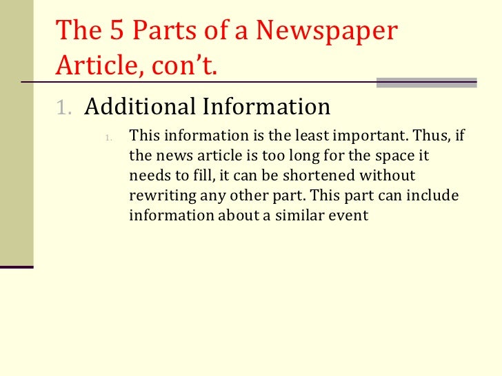 Parts of a newspaper article