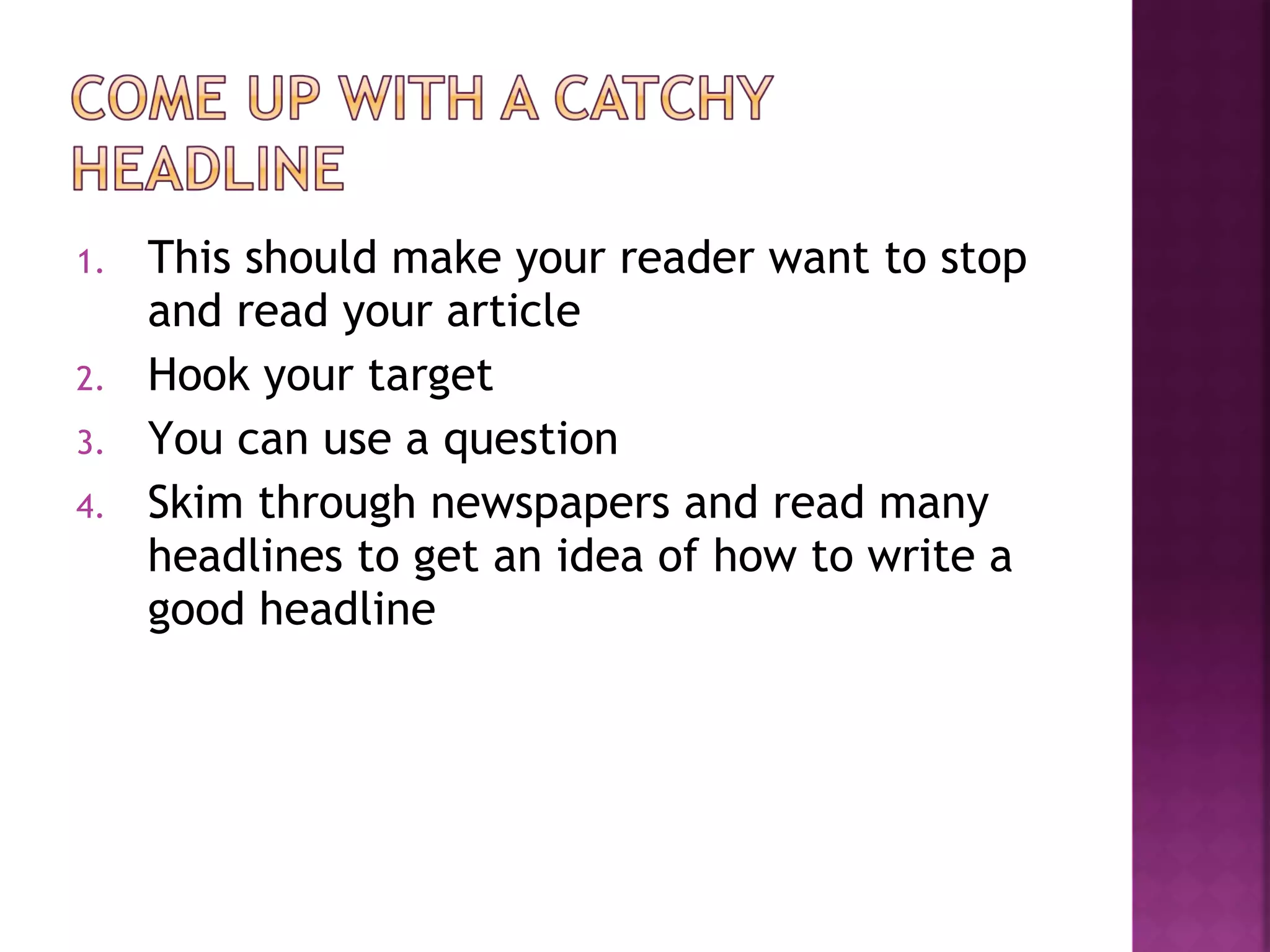 How to write a newspaper article | PPT