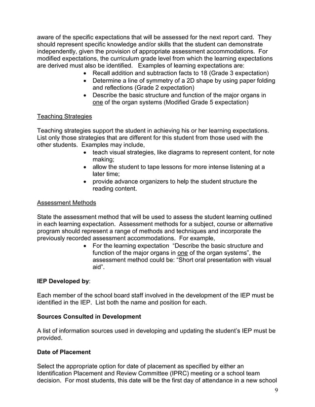 How to write an Individual Education Plan