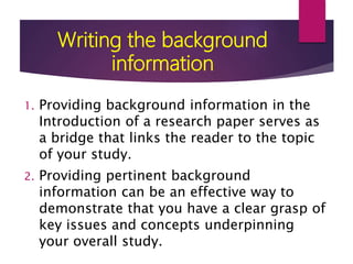 Research Introduction & Background Information