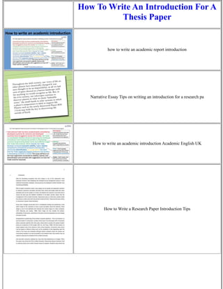 How To Write An Introduction For A Thesis Paper | PDF