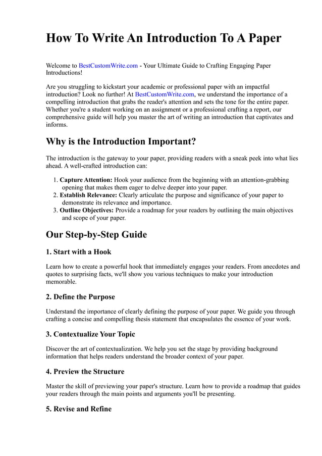 How To Write An Introduction To A Paper | PDF