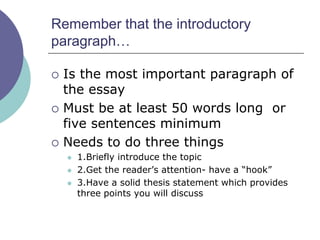 How to write an introductory paragraph | PPT