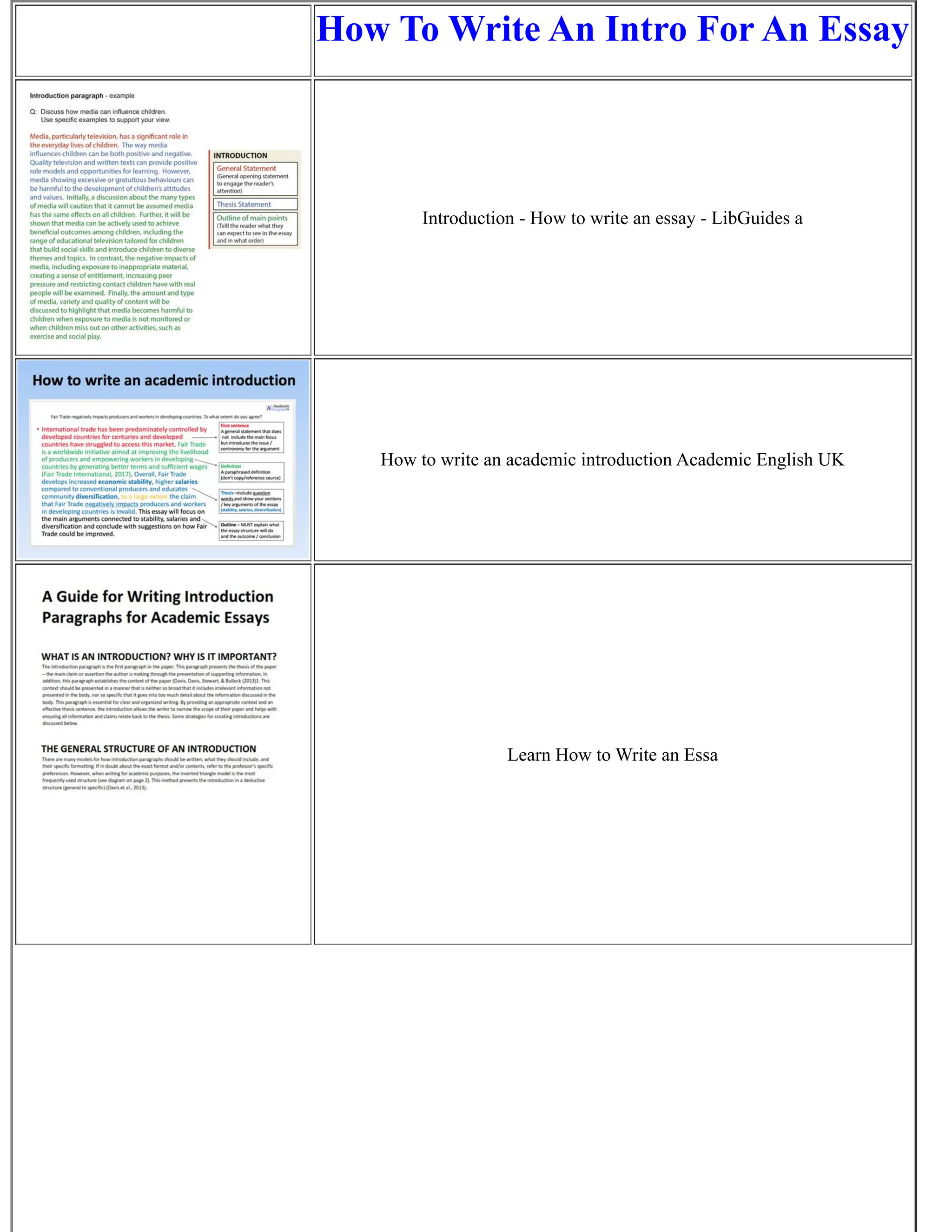 How To Write An Intro For An Essay
Introduction - How to write an essay - LibGuides a
How to write an academic introduction Academic English UK
Learn How to Write an Essa
 