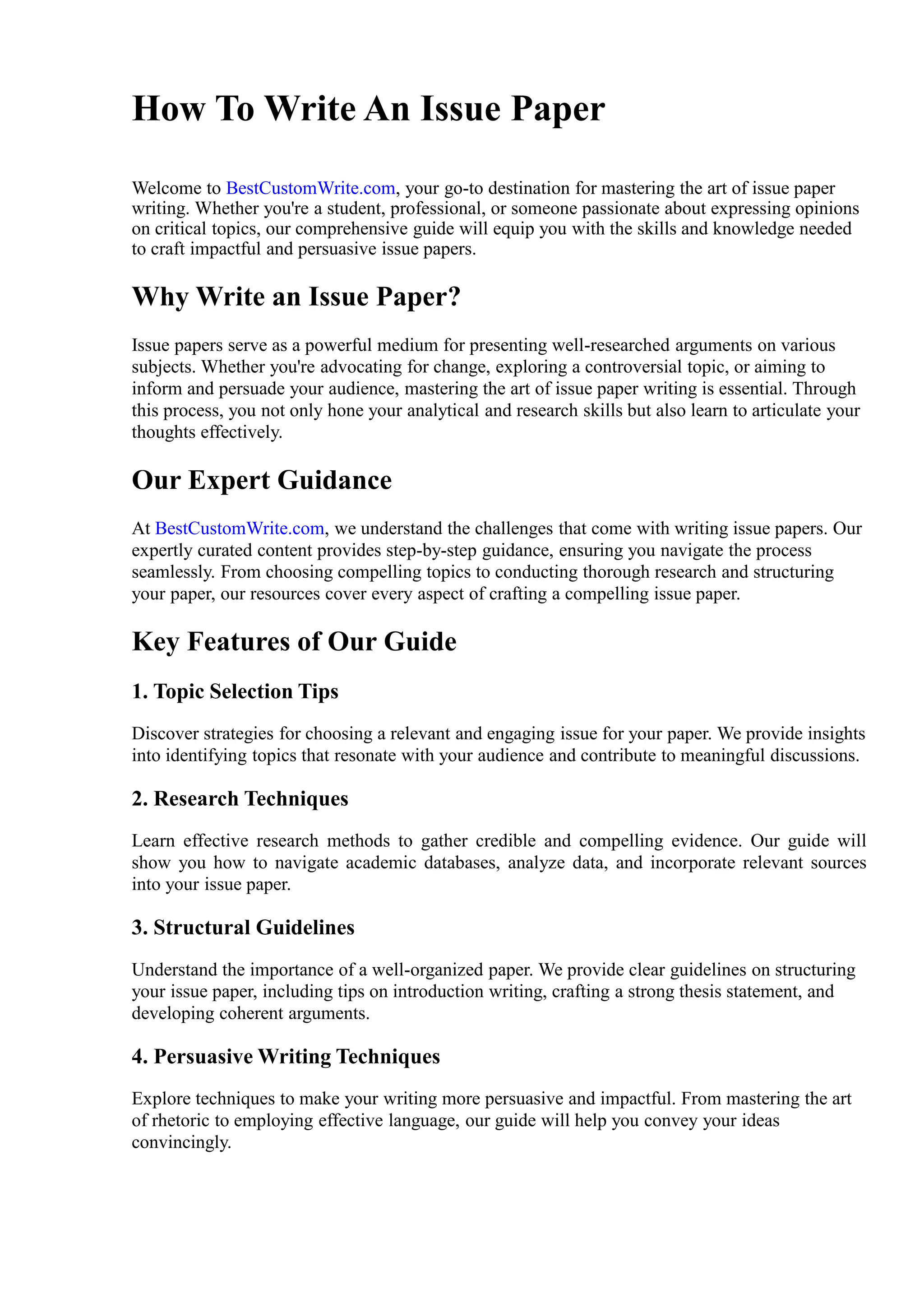 How To Write An Issue Paper | PPT