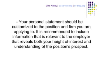 How to write a personal statement for a cv | PPT