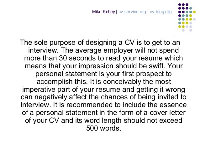 Write personal statement cv