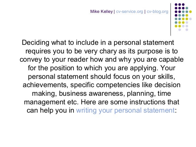 Tips for writing a personal statement for a cv