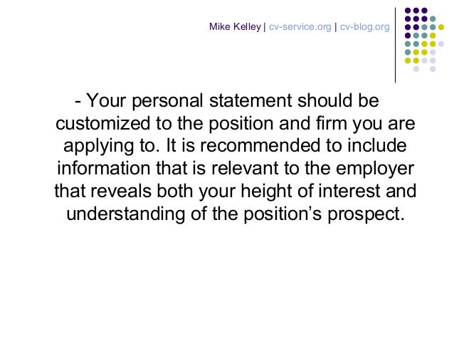 what to write in personal statement cv