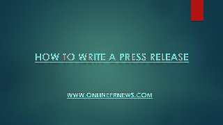 How to write a press release