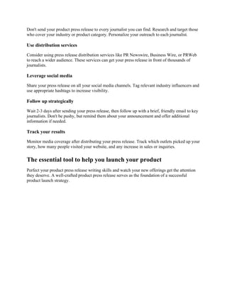 How to Write a Press Release for a Product | DOCX