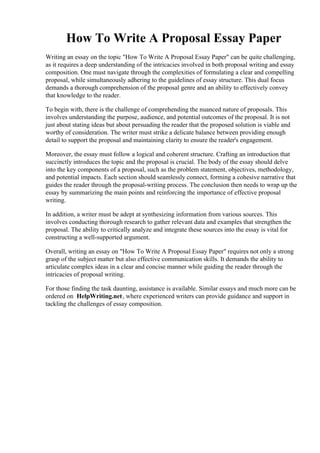 How To Write A Proposal Essay Paper | PDF