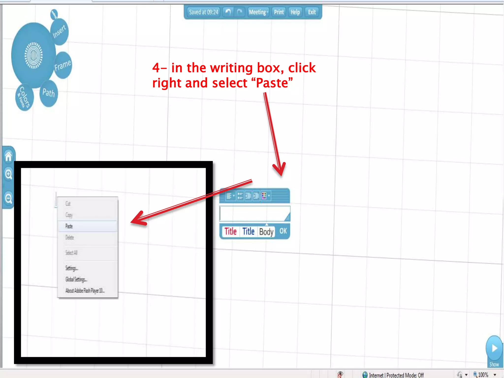 4- in the writing box, click
right and select “Paste”