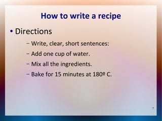 How to write a recipe | PDF
