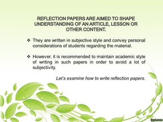 How to write a reflection paper | PPT