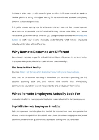 How to Write a Remote Work Resume in 2025: Get Hired From Home | PDF