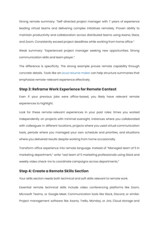 How to Write a Remote Work Resume in 2025: Get Hired From Home | PDF