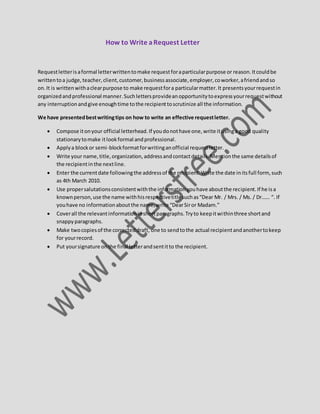 Write Formal Request Letter