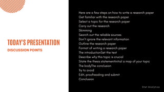 TODAY'S PRESENTATION
 