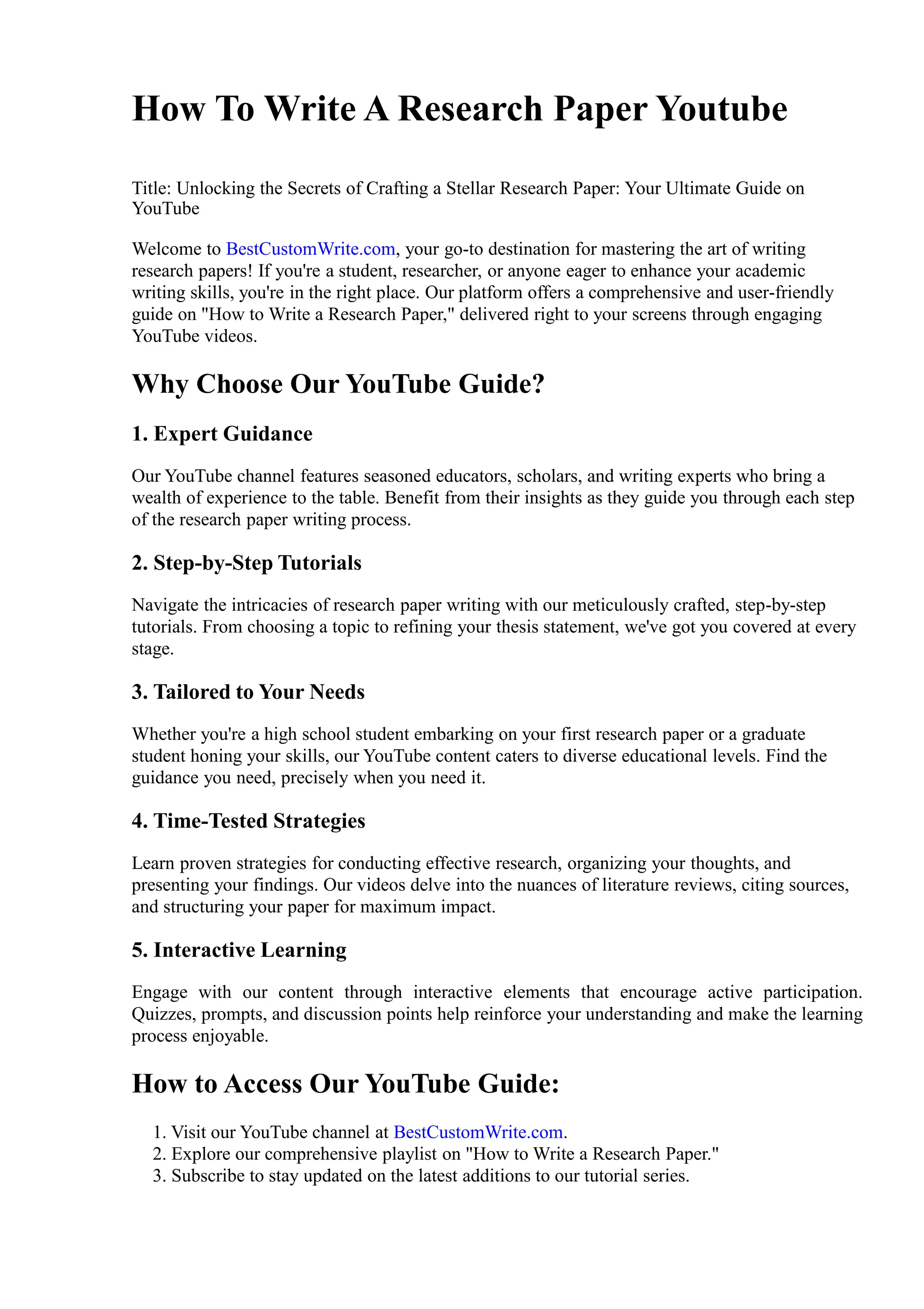 How To Write A Research Paper Youtube | PPT