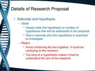 Hypothesis Rationale Example How to write a research proposal | PPT