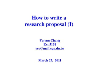 How To Write A Research Proposal (I) | PDF