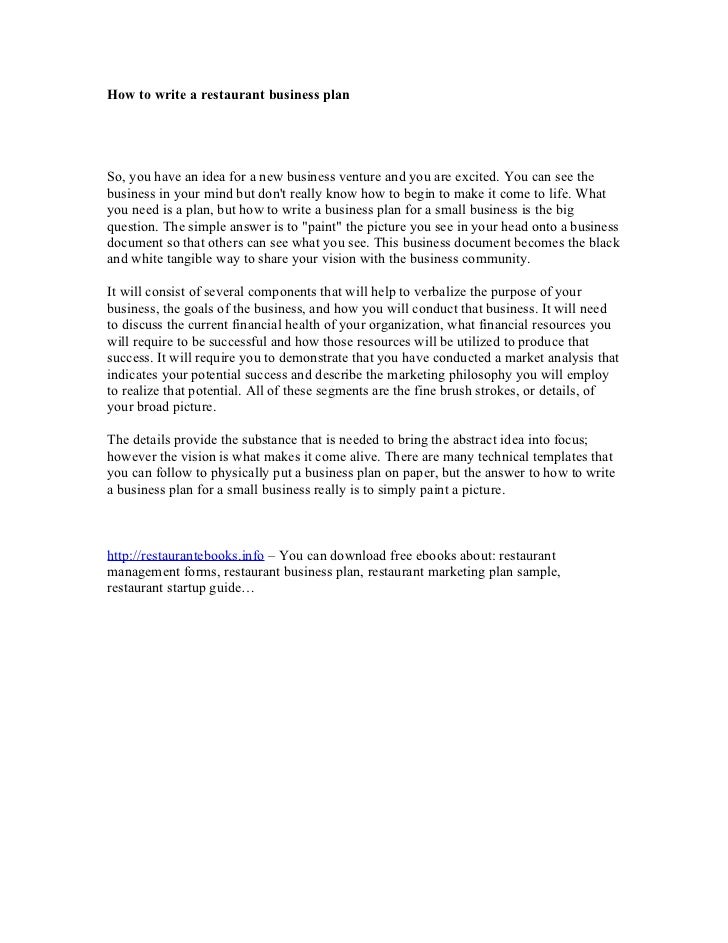 How To Write A Restaurant Business Plan How To Write A Restaurant Business Plan