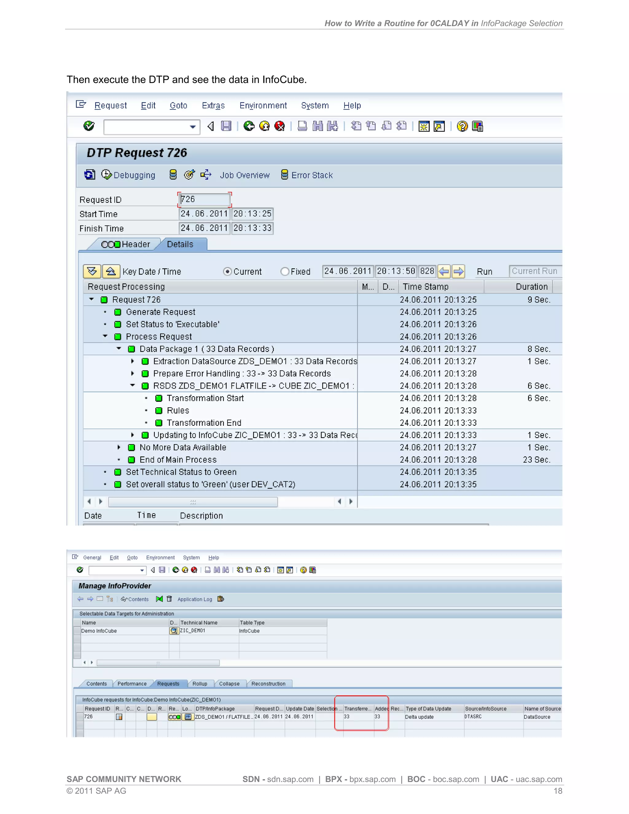 How to write a routine for 0 calday in infopackage selection | PDF