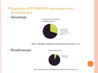  Examples of EVIDENCE advantages and
disadvantages
 Advantage
 Disadvantage
 
