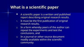 Example Scienticic Paper How To Write A Scientific research Paper.ppt