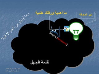 ‫علمية‬ ‫ورقة‬ ‫تكتب‬ ‫كيف‬
‫أ‬.‫د‬/.‫سالم‬ ‫الدين‬ ‫حسام‬
‫علمية‬ ‫ورقتك‬ ‫أهمية‬ ‫ما‬
‫الجهل‬ ‫ظلمة‬
‫المعرفة‬ ‫نور‬
 