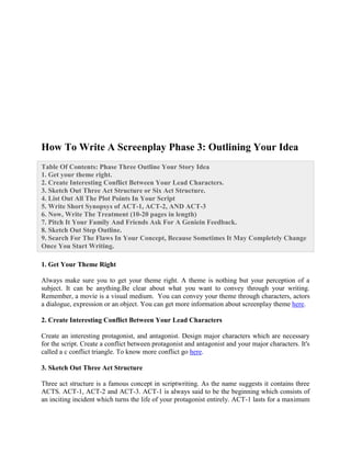 How To Write A Screenplay | PDF