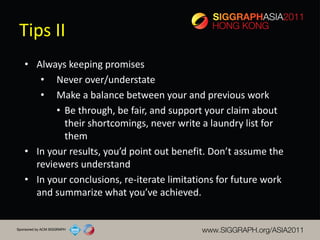 [SIGGRAPH ASIA 2011 Course]How to write a siggraph paper