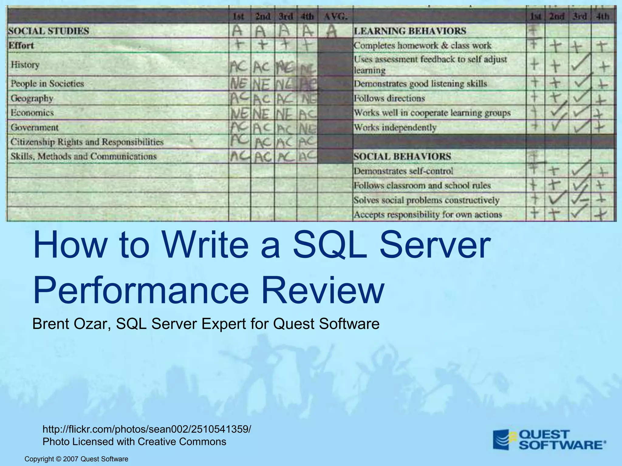 How To Write A SQL Server Performance Review