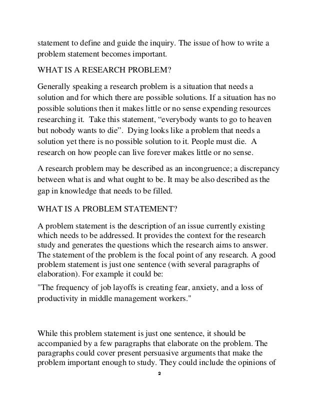 How To Write A Statement Of The Problem