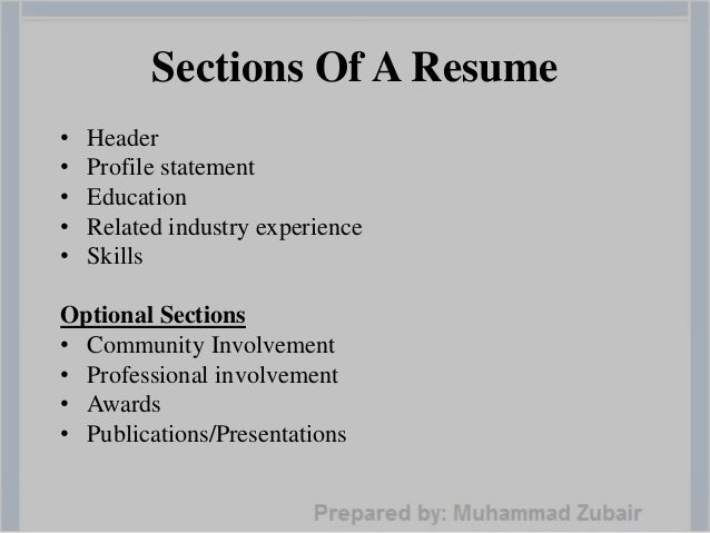 sections of a resume