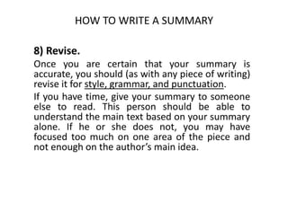 HOW TO WRITE A SUMMARY | PDF