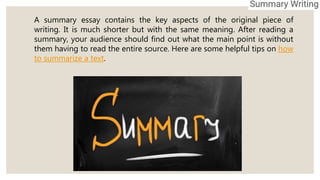 How to Write a Summary Essay | PPTX