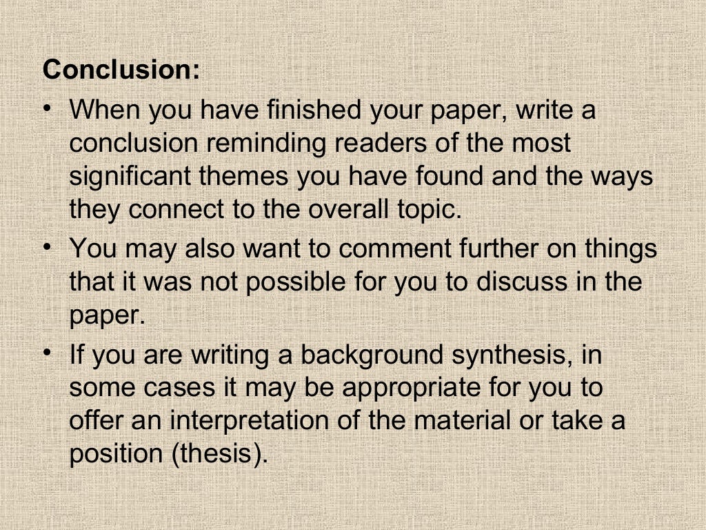 How to write a synthesis picture