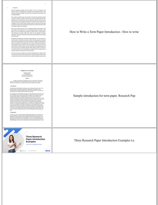 Term Paper Introduction Format How To Write A Term Paper Introduction | PDF