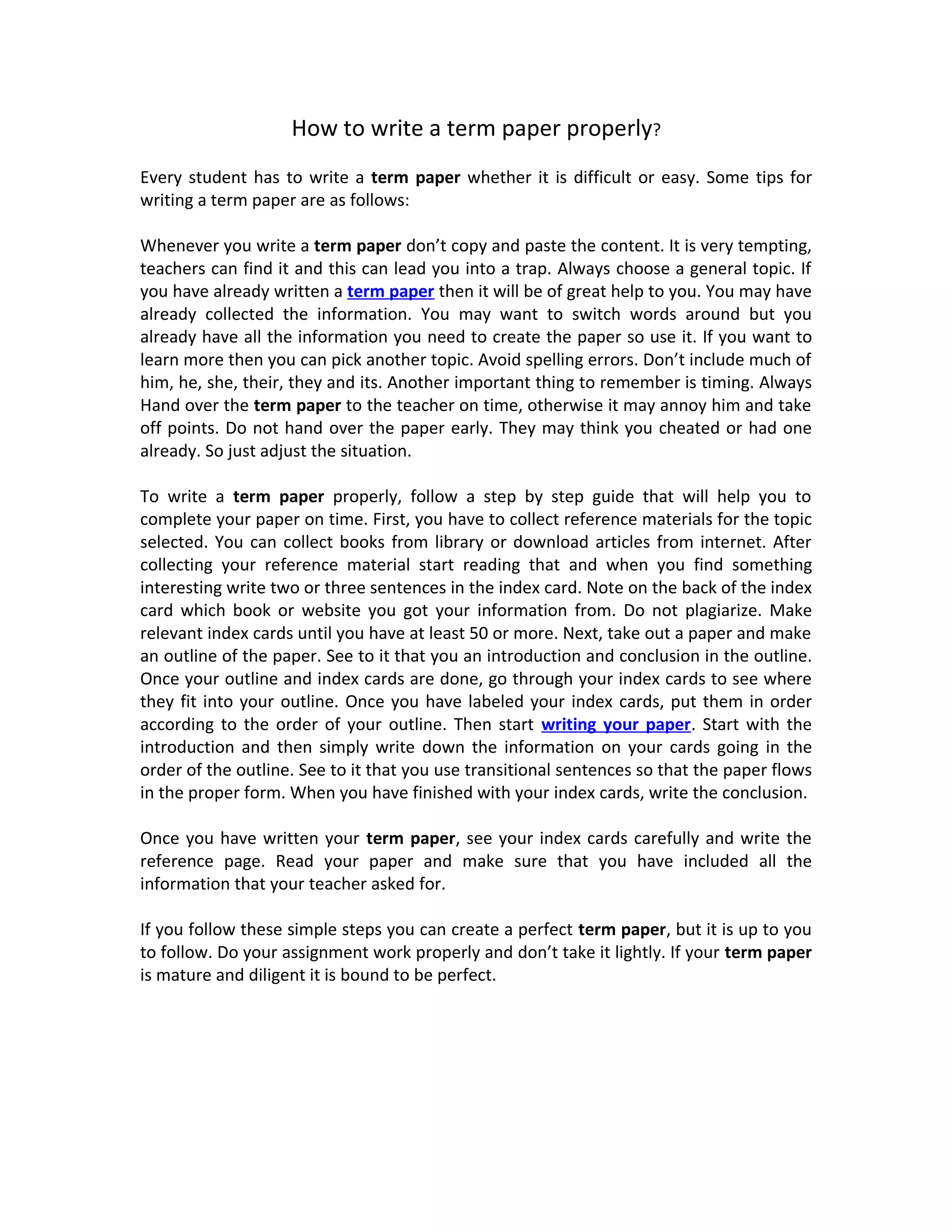 How To Write A Term Paper Properly | DOC
